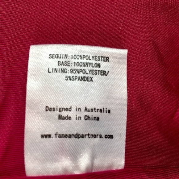 Fame and Partners Open Back Dark Red Sequin Midi Cocktail Dress Size 8 - Picture 13 of 13